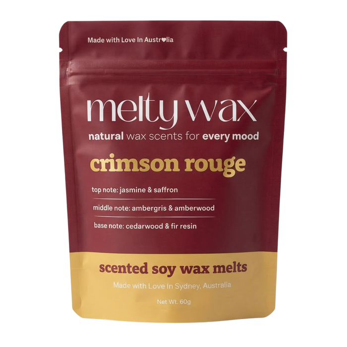 Crimson Rouge soy wax melts pouch by Melty Wax