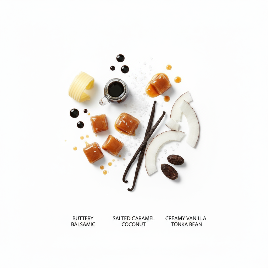 Gourmand fragrance notes for Vanilla Caramel wax melts