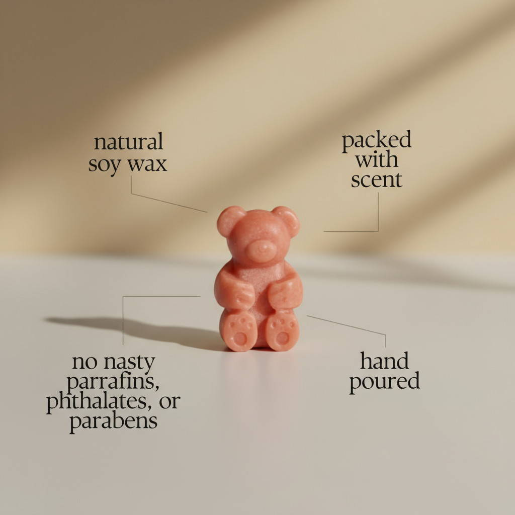 Red bear-shaped soy wax melt by Melty Wax