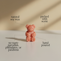 Red bear-shaped soy wax melt by Melty Wax